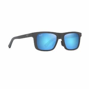 NEW MAUI JIM men's moaka moaka polarized sunglasses in matte grey/ blue mirror